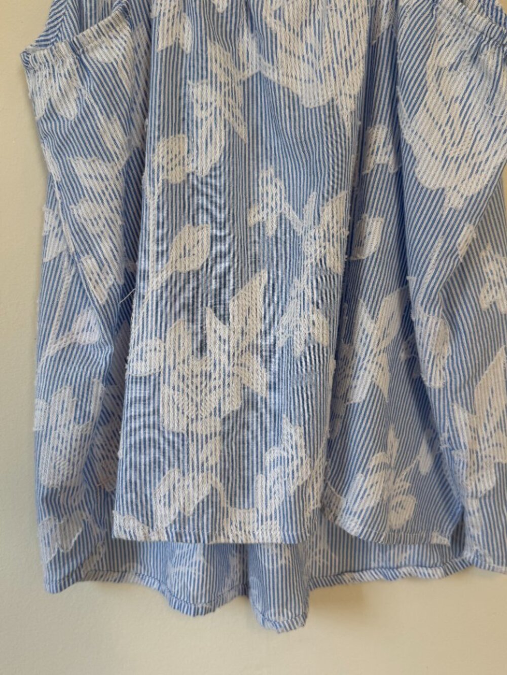 Soma Cotton Striped Floral Jacquard Pajama Cami Small Blue White New With Tags - Picture 7 of 15